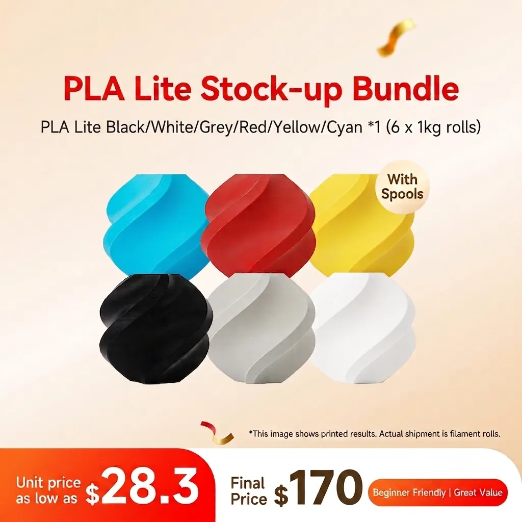 Bambu Lab PLA Lite 6KG 6-Color Stock-up Bundle - with Reusable Spools